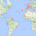 Carte du Monde : chaque puce regroupe un ensemble d'images prises dans le coin